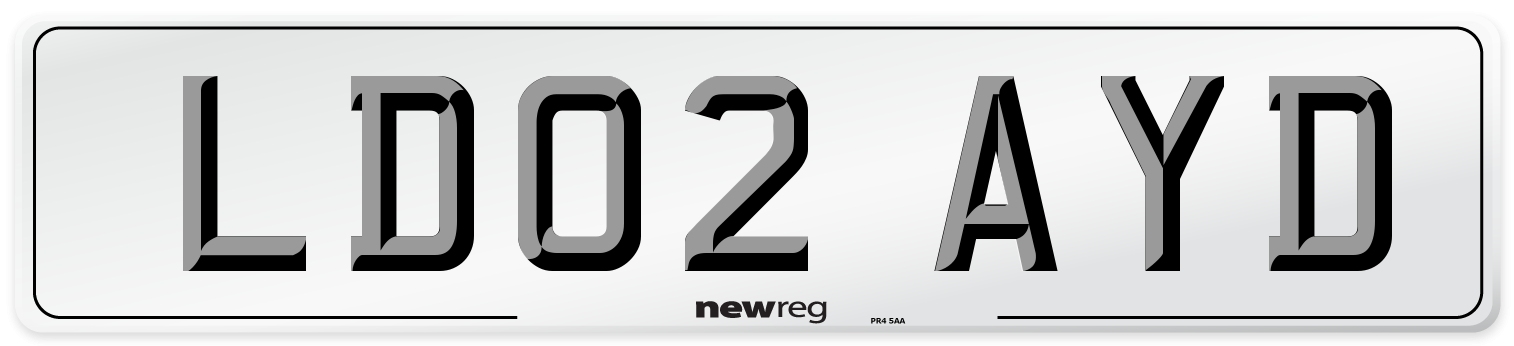 LD02 AYD Number Plate from New Reg